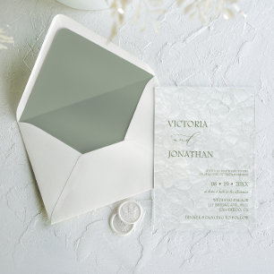 Sage Green Minimal Wedding Acrylic Invitations