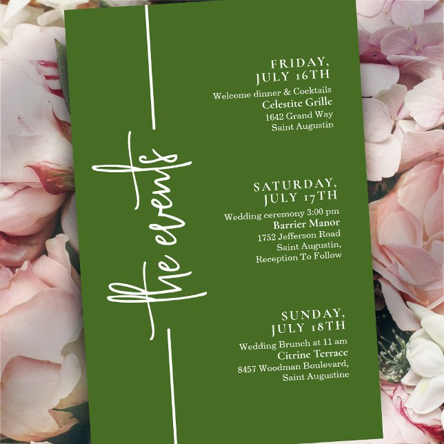 Sage Green Minimal Wedding Events Timeline  (Creator Uploaded)
