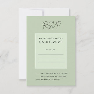 Sage Green Minimal Wedding RSVP Card
