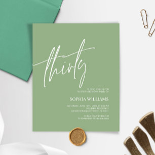 Sage Green Minimalist 30th Birthday Invitation