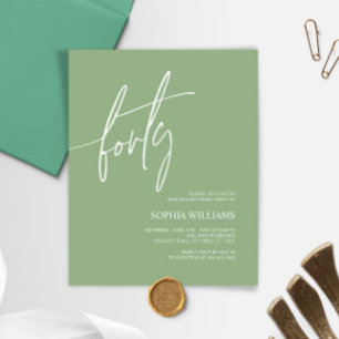 Sage Green Minimalist 40th Birthday Invitation