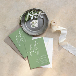 Sage Green Minimalist 40th Birthday Invitation