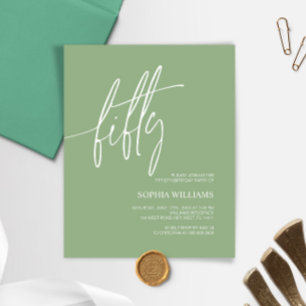 Sage Green Minimalist 50th Birthday Invitation