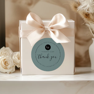 Sage Green Minimalist Aesthetic Thank You Circle Classic Round Sticker