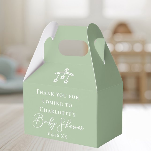 Sage Green Minimalist Baby Shower Custom Favour Box (Creator Uploaded)