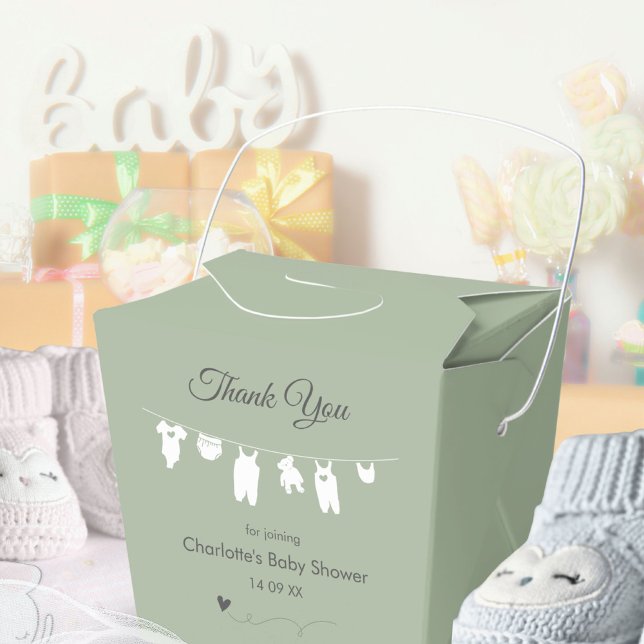 Sage Green Minimalist Baby Shower Favour Box (Sage Green Minimalist Baby Shower Favor Boxes ©Susanne Sachers - Sunny Mind 🌞)