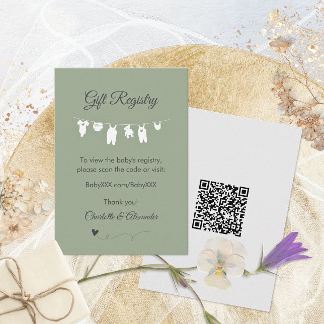 Sage Green Minimalist Baby Shower Gift Registry Enclosure Card (Sage Green Minimalist Baby Shower Gift Registry Enclosure Card ©Susanne Sachers - Sunny Mind 🌞)