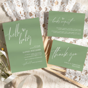 Sage Green Minimalist Baby Shower Invitation