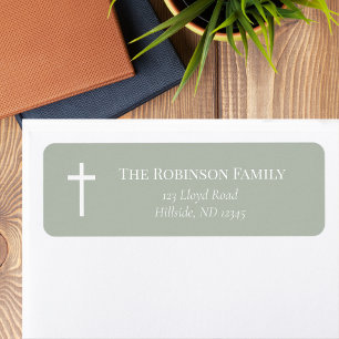 Sage Green Minimalist Baptism Return Address Label