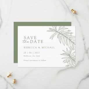 Sage Green Minimalist Botanical Save The Date