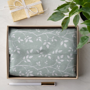Sage Green Minimalist Botanical Woven Branches Tissue Paper
