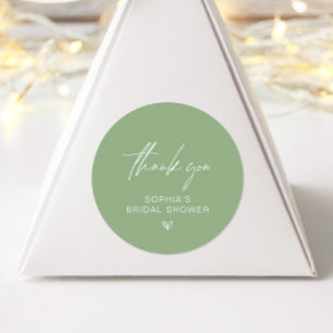 Sage Green Minimalist Bridal Shower Thank You Classic Round Sticker