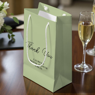 Sage Green Minimalist Bridal Shower Thank You Small Gift Bag