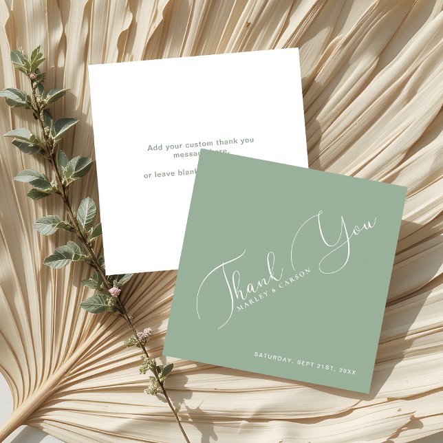 Sage Green Minimalist Budget Wedding Thank You Card (Creator Uploaded)