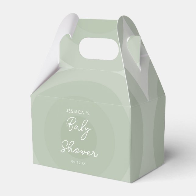 Sage Green Minimalist Circle Gradient Baby Shower Favour Box (Front Side)