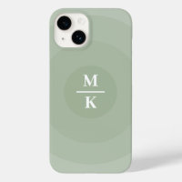 Sage Green Minimalist Circle Gradient Monogram
