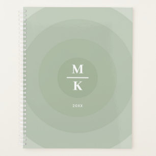 Sage Green Minimalist Circle Gradient Monogram Planner