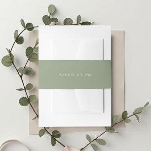 Sage Green    Minimalist Couple Invitation  Belly Band