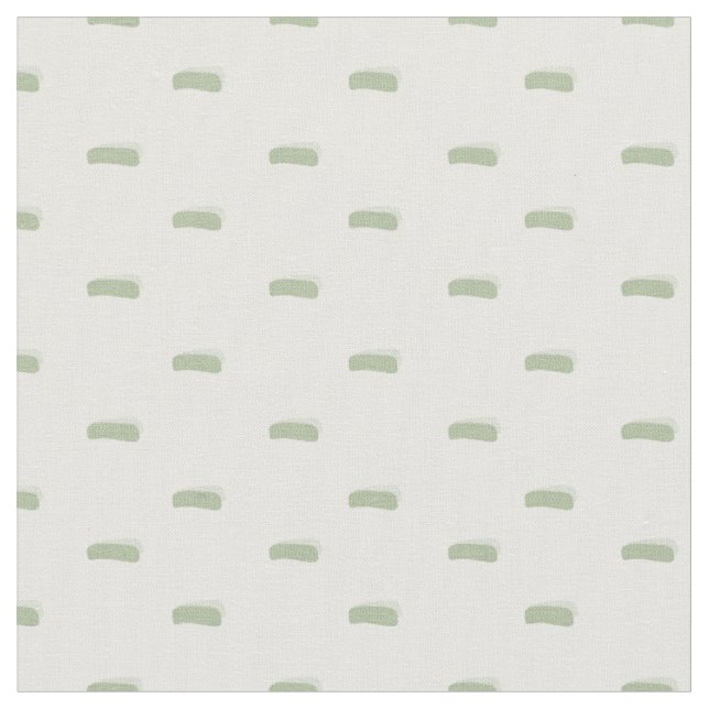 Sage Green Minimalist Dashes on White Fabric (Close Up)