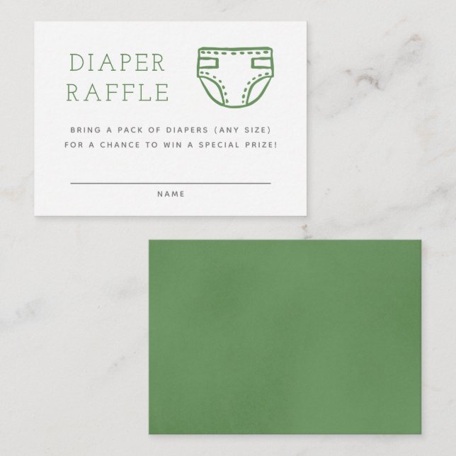 Sage Green Minimalist Diaper Raffle Enclosure Card (Front/Back)