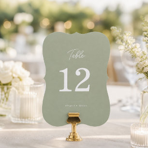 Sage Green Minimalist Die Cut Table Numbers