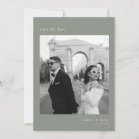 Sage Green Minimalist Elegant Photo Save the date