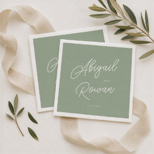 Sage Green Minimalist Elegant Wedding Napkins