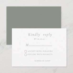 Sage green Minimalist Elegant Wedding RSVP Card