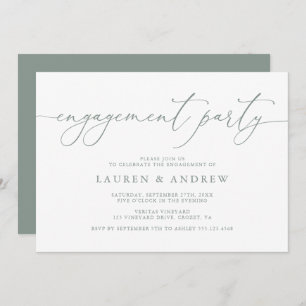 Sage Green Minimalist Engagement Party Invitation