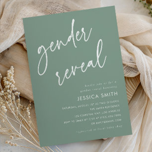 Sage Green Minimalist Gender Reveal Party Invitation