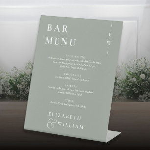 Sage Green Minimalist Modern Bar Menu Pedestal Sign