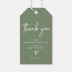 Sage Green Minimalist Modern Boho Baby Shower Gift Tags