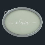 Sage Green Minimalist Modern Monogram Elegant  Belt Buckle<br><div class="desc">Introducing our Sage Green Minimalist Modern Monogram Elegant Collection: Elevate your aesthetic with serene sophistication and timeless elegance. Our collection showcases minimalist designs in a tranquil sage green hue, complemented by refined monograms tailored to your personal style. From polished stationery to versatile accessories, each piece in our collection is meticulously...</div>