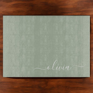 Sage Green Minimalist Modern Monogram Elegant Cutting Board