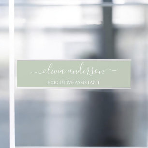 Sage Green Minimalist Modern Monogram Elegant Door Sign