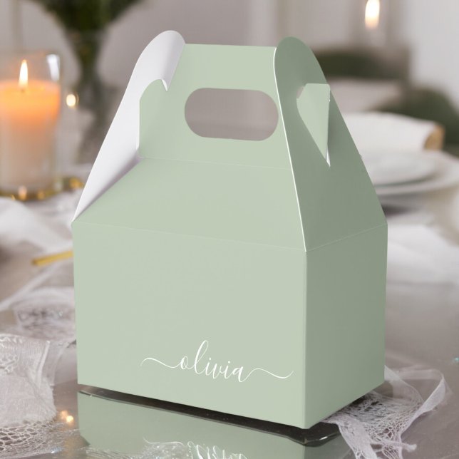 Sage Green Minimalist Modern Monogram Elegant  Favour Box (Creator Uploaded)