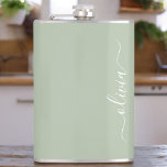 Sage Green Minimalist Modern Monogram Elegant Hip Flask<br><div class="desc">Introducing our Sage Green Minimalist Modern Monogram Elegant Collection: Elevate your aesthetic with serene sophistication and timeless elegance. Our collection showcases minimalist designs in a tranquil sage green hue, complemented by refined monograms tailored to your personal style. From polished stationery to versatile accessories, each piece in our collection is meticulously...</div>