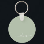 Sage Green Minimalist Modern Monogram Elegant  Key Ring<br><div class="desc">Introducing our Sage Green Minimalist Modern Monogram Elegant Collection: Elevate your aesthetic with serene sophistication and timeless elegance. Our collection showcases minimalist designs in a tranquil sage green hue, complemented by refined monograms tailored to your personal style. From polished stationery to versatile accessories, each piece in our collection is meticulously...</div>