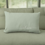 Sage Green Minimalist Modern Monogram Elegant  Lumbar Cushion<br><div class="desc">Introducing our Sage Green Minimalist Modern Monogram Elegant Collection: Elevate your aesthetic with serene sophistication and timeless elegance. Our collection showcases minimalist designs in a tranquil sage green hue, complemented by refined monograms tailored to your personal style. From polished stationery to versatile accessories, each piece in our collection is meticulously...</div>