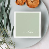 Sage Green Minimalist Modern Monogram Elegant 