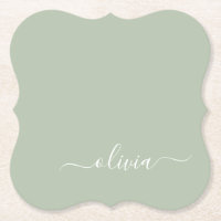 Sage Green Minimalist Modern Monogram Elegant