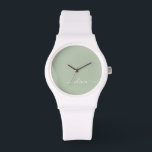 Sage Green Minimalist Modern Monogram Elegant  Watch<br><div class="desc">Introducing our Sage Green Minimalist Modern Monogram Elegant Collection: Elevate your aesthetic with serene sophistication and timeless elegance. Our collection showcases minimalist designs in a tranquil sage green hue, complemented by refined monograms tailored to your personal style. From polished stationery to versatile accessories, each piece in our collection is meticulously...</div>