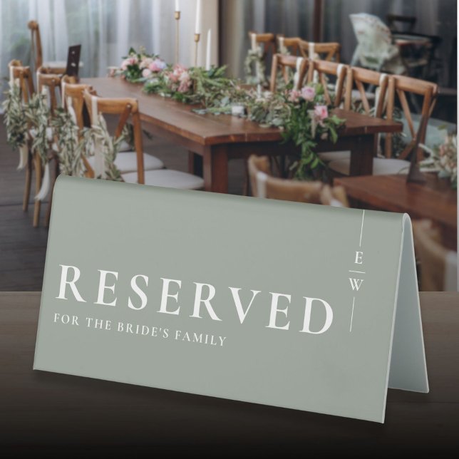 Sage Green Minimalist Modern Reserved (Sage Green Minimalist Modern Reserved Table Tent Sign)