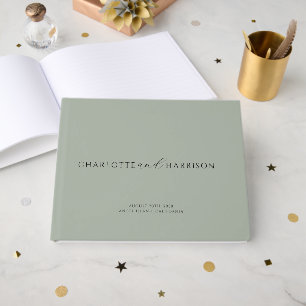 Sage Green Minimalist Modern Typography Wedding  Guest Book