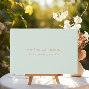 Sage green minimalist modern wedding  guest book