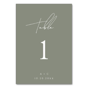 Sage Green Minimalist Modern Wedding Table Card