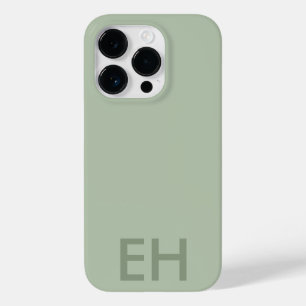 Sage Green Minimalist, Monochromatic Initials Case-Mate iPhone 14 Pro Case