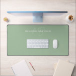 Sage Green Minimalist Monogram Desk Mat<br><div class="desc">Sage Green Minimalist Monogram Desk Mat in script and simple font.</div>