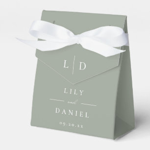 Sage Green Minimalist Monogram Wedding  Favour Box