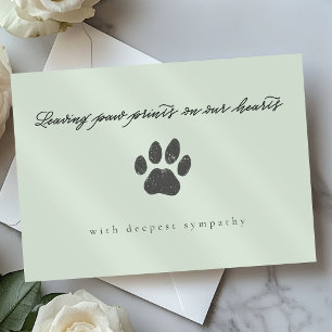 Sage Green Minimalist Paw Print Pet Loss Sympathy Card